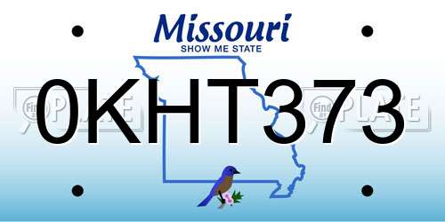 0KHT373 Missouri License Plate
