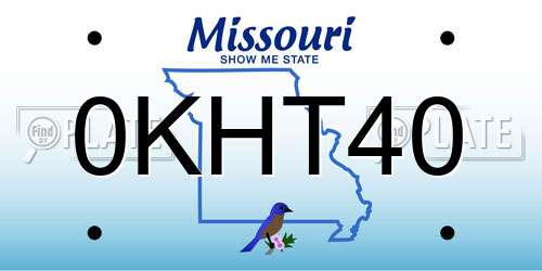 0KHT40 Missouri License Plate