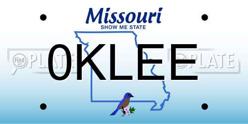 0KLEE Missouri License Plate