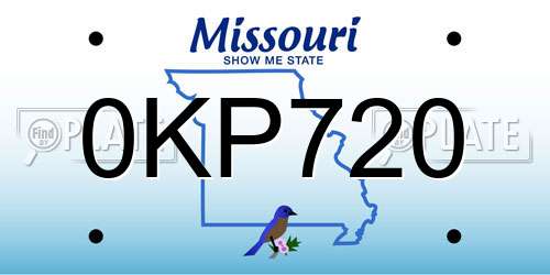 0KP720 Missouri License Plate