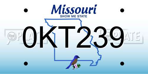 0KT239 Missouri License Plate