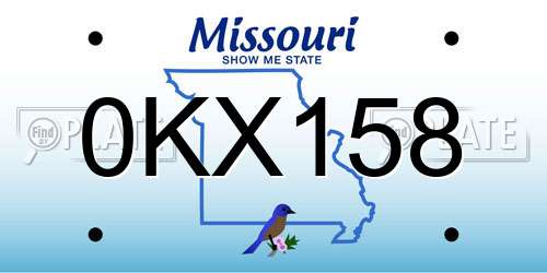 0KX158 Missouri License Plate