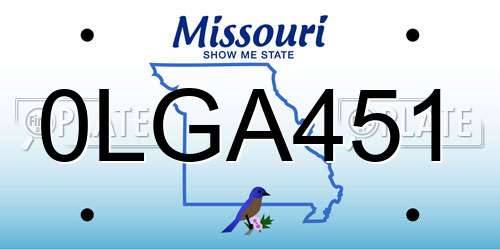 0LGA451 Missouri License Plate
