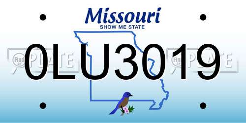 0LU3019 Missouri License Plate