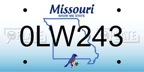 0LW243 Missouri License Plate