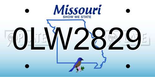 0LW2829 Missouri License Plate