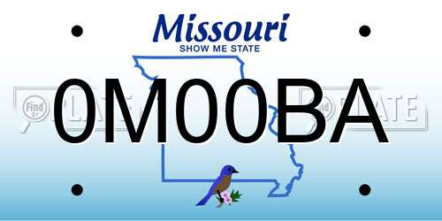 0M00BA Missouri License Plate