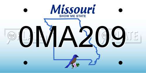 0MA209 Missouri License Plate