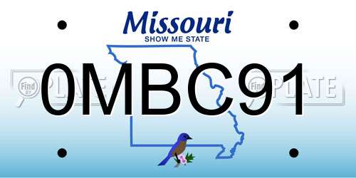 0MBC91 Missouri License Plate