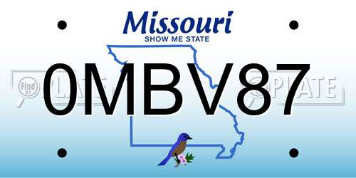 0MBV87 Missouri License Plate