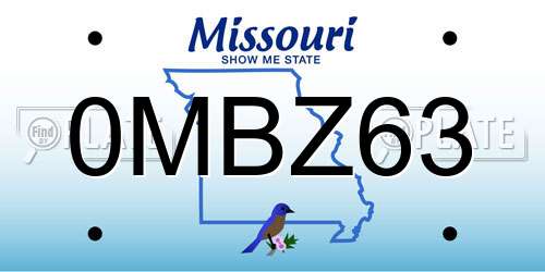 0MBZ63 Missouri License Plate