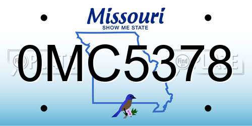 0MC5378 Missouri License Plate
