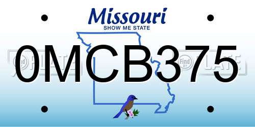 0MCB375 Missouri License Plate
