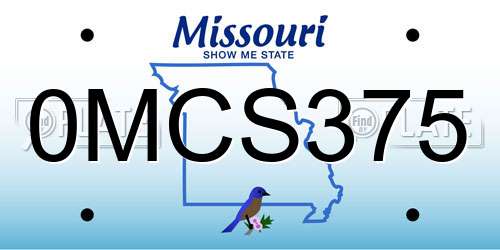0MCS375 Missouri License Plate