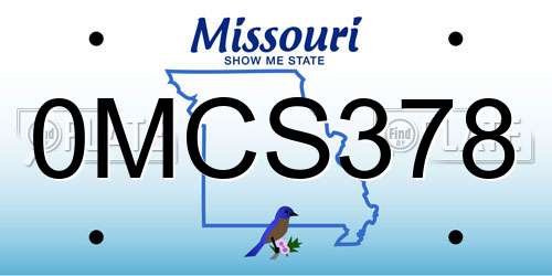 0MCS378 Missouri License Plate