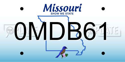 0MDB61 Missouri License Plate