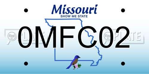 0MFC02 Missouri License Plate