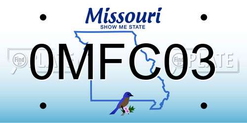 0MFC03 Missouri License Plate