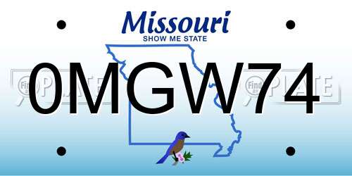0MGW74 license plate in MO state