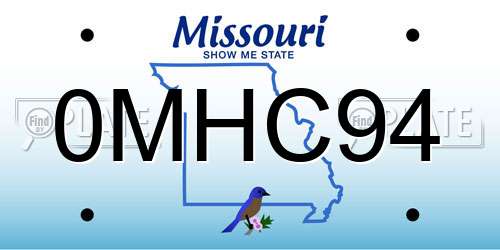 0MHC94 Missouri License Plate