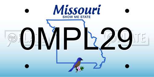 0MPL29 Missouri License Plate