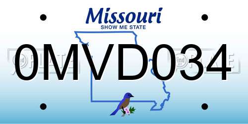 0MVD034 Missouri License Plate