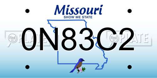 0N83C2 Missouri License Plate