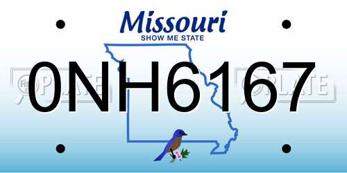 0NH6167 Missouri License Plate