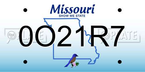 0O21R7 Missouri License Plate