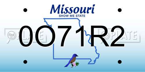 0O71R2 Missouri License Plate