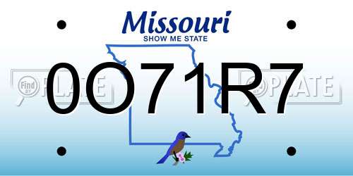 0O71R7 Missouri License Plate
