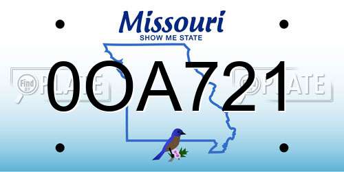 0OA721 Missouri License Plate