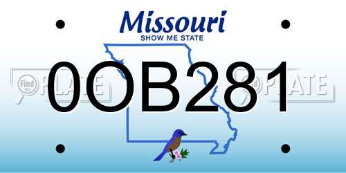 0OB281 Missouri License Plate