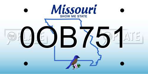 0OB751 Missouri License Plate