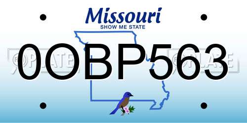 0OBP563 Missouri License Plate