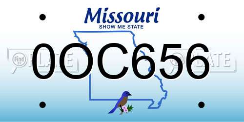 0OC656 Missouri License Plate