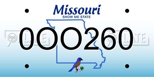 0OO260 Missouri License Plate
