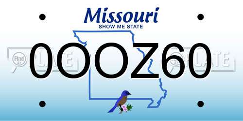 0OOZ60 Missouri License Plate