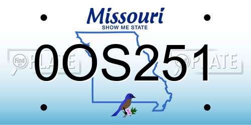 0OS251 Missouri License Plate
