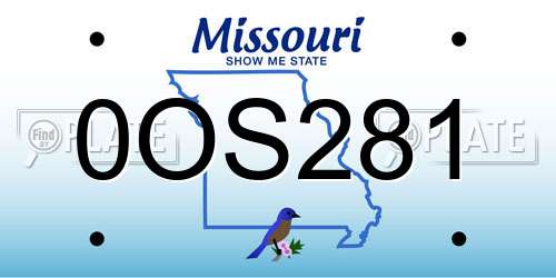 0OS281 Missouri License Plate