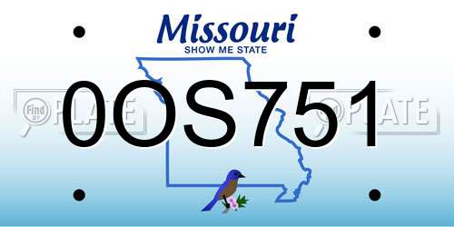0OS751 Missouri License Plate