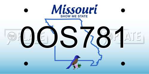 0OS781 Missouri License Plate
