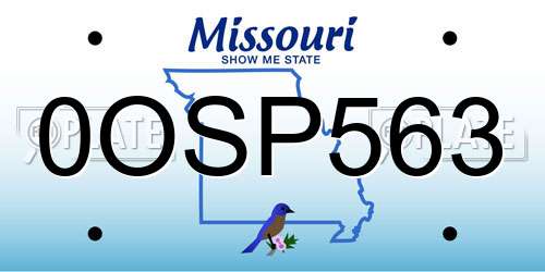 0OSP563 Missouri License Plate