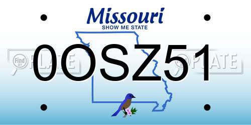 0OSZ51 Missouri License Plate