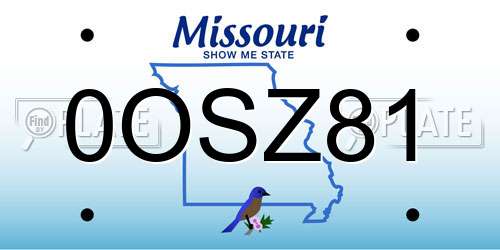 0OSZ81 Missouri License Plate