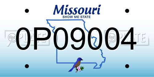 0P09004 Missouri License Plate