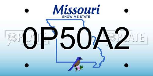 0P50A2 Missouri License Plate