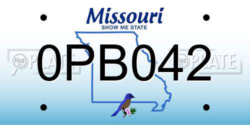 0PB042 Missouri License Plate