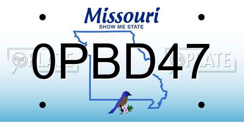 0PBD47 Missouri License Plate