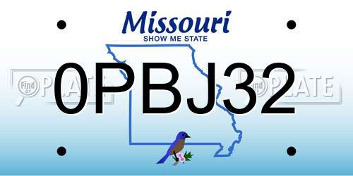 0PBJ32 Missouri License Plate